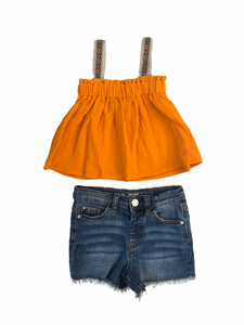 Orange Tribal Strap Top