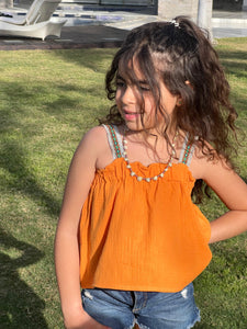 Orange Tribal Strap Top