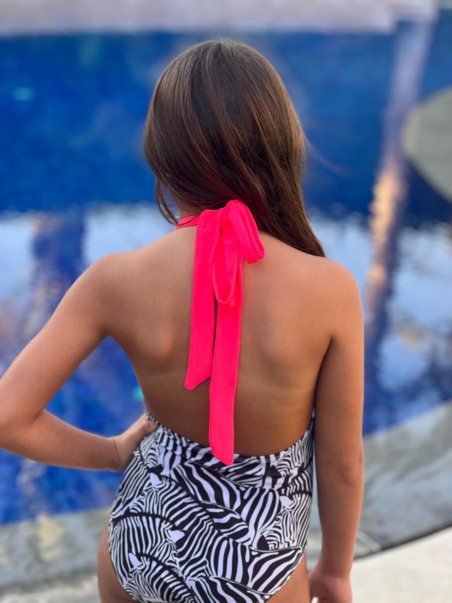 Zebra print swimming costume hotsell