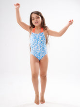 Load image into Gallery viewer, Blue Swirls Girls Swimsuit